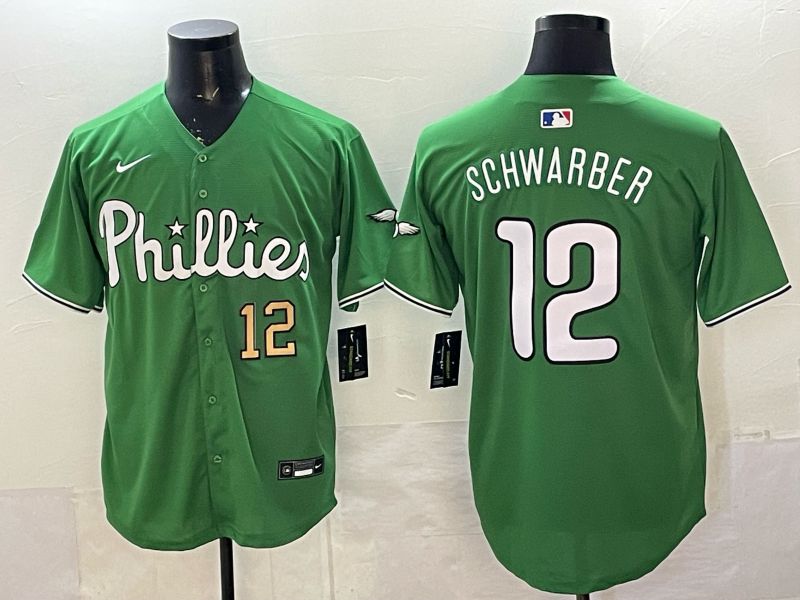Men 2026 Philadelphia Phillies #12 Schwarber Green Game Nike MLB Jersey style 0017